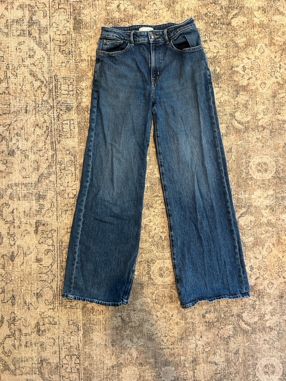 Treasure & Bond Wide Leg Jeans in Dark Blue Denim